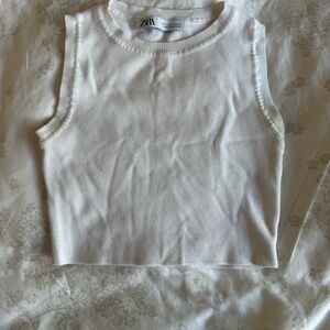 Zara White Sleeveless Top